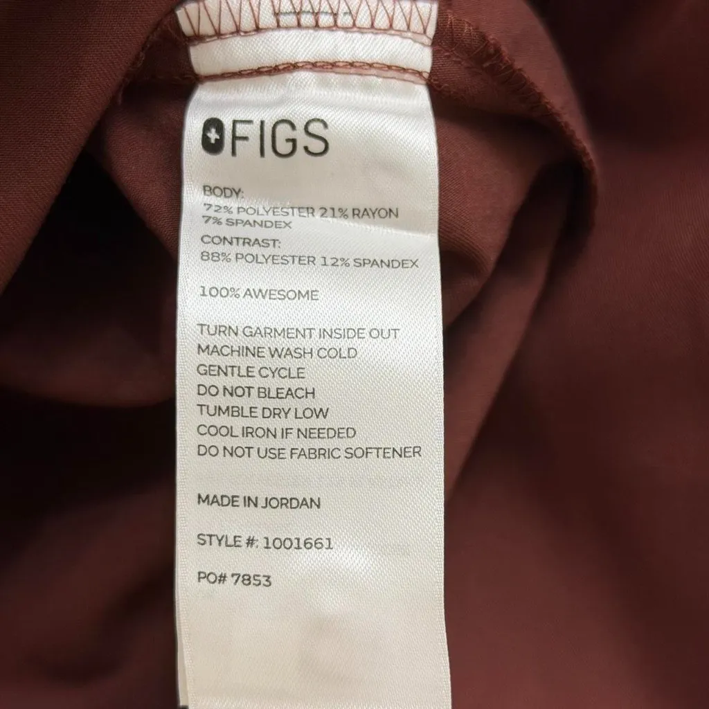 Figs Rafaela Oversized Longsleeve Scrub Top in Walnut, Size Large - Image 10