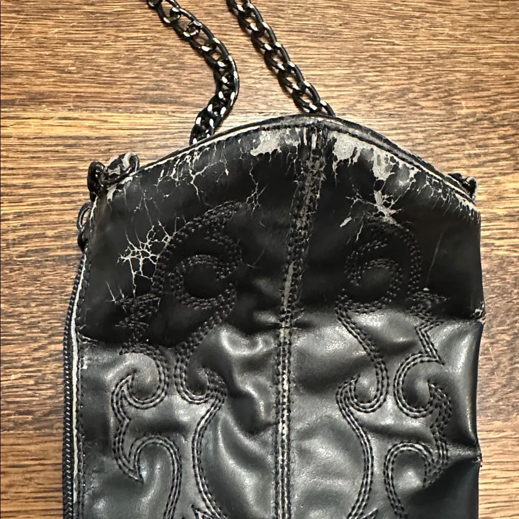Vintage Cowboy Boot Purse Black - Image 4