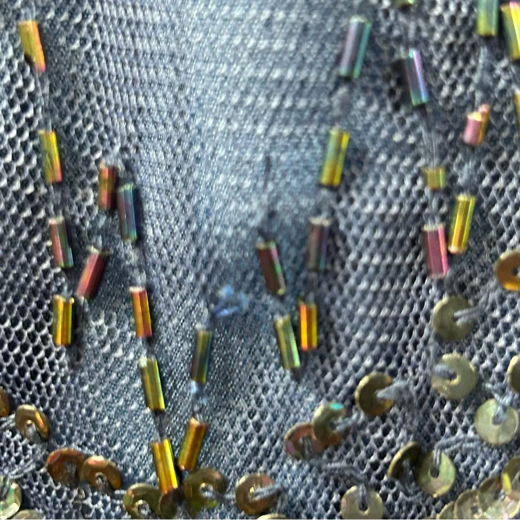 French Connection|Navy Blue Embellished Beaded Lace Midi Skirt Size 4 - Image 16