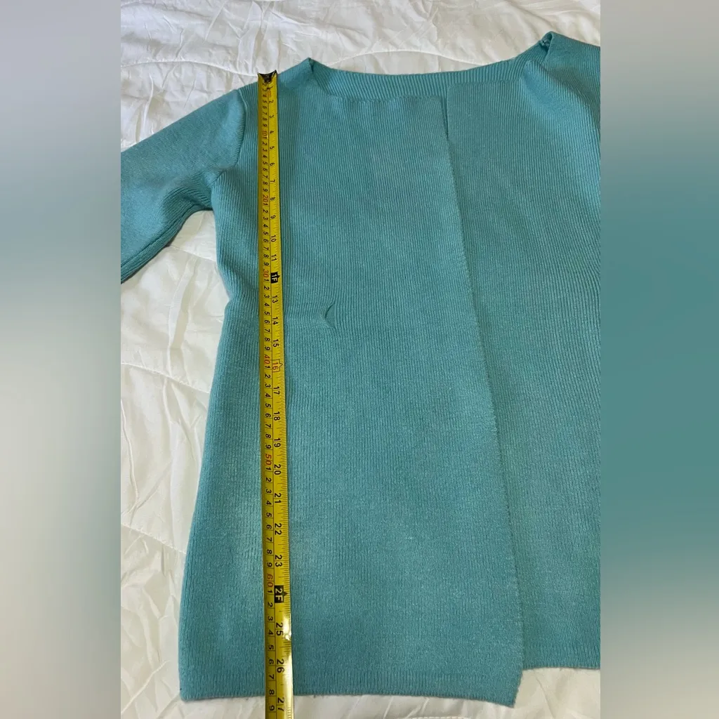 Teal Long Sleeve Sweater Blue - Image 4