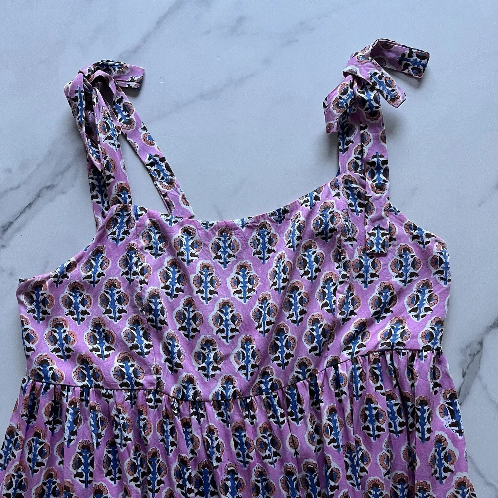 India Collection Emerson Fry Sara Tier Sun Dress Day Flowers Aurora Pink Size S - Image 7