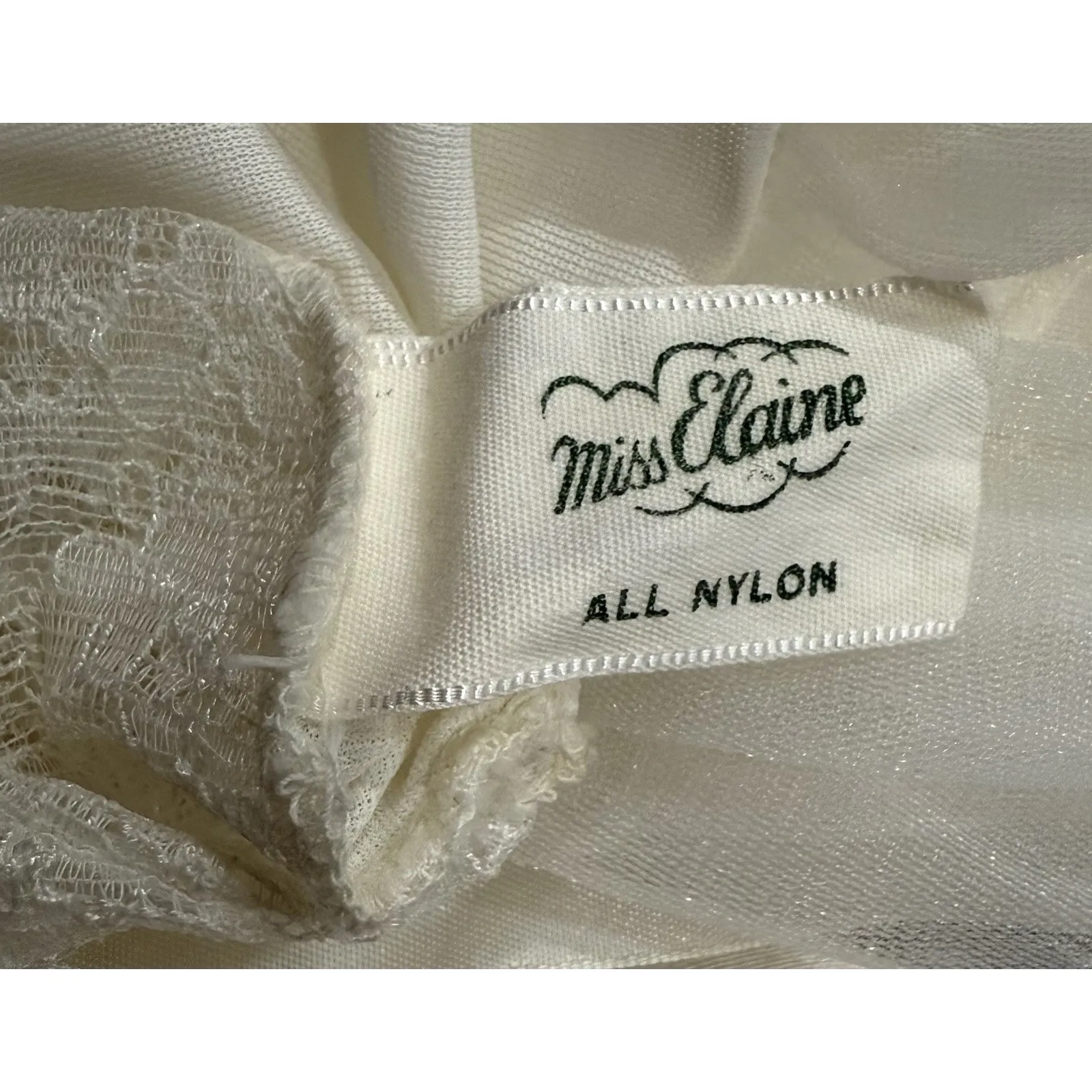 Vintage 60s Miss Elaine Ivory Lace Nylon Peignoir‎ Nightgown Small Bridal Size undefined - Image 6