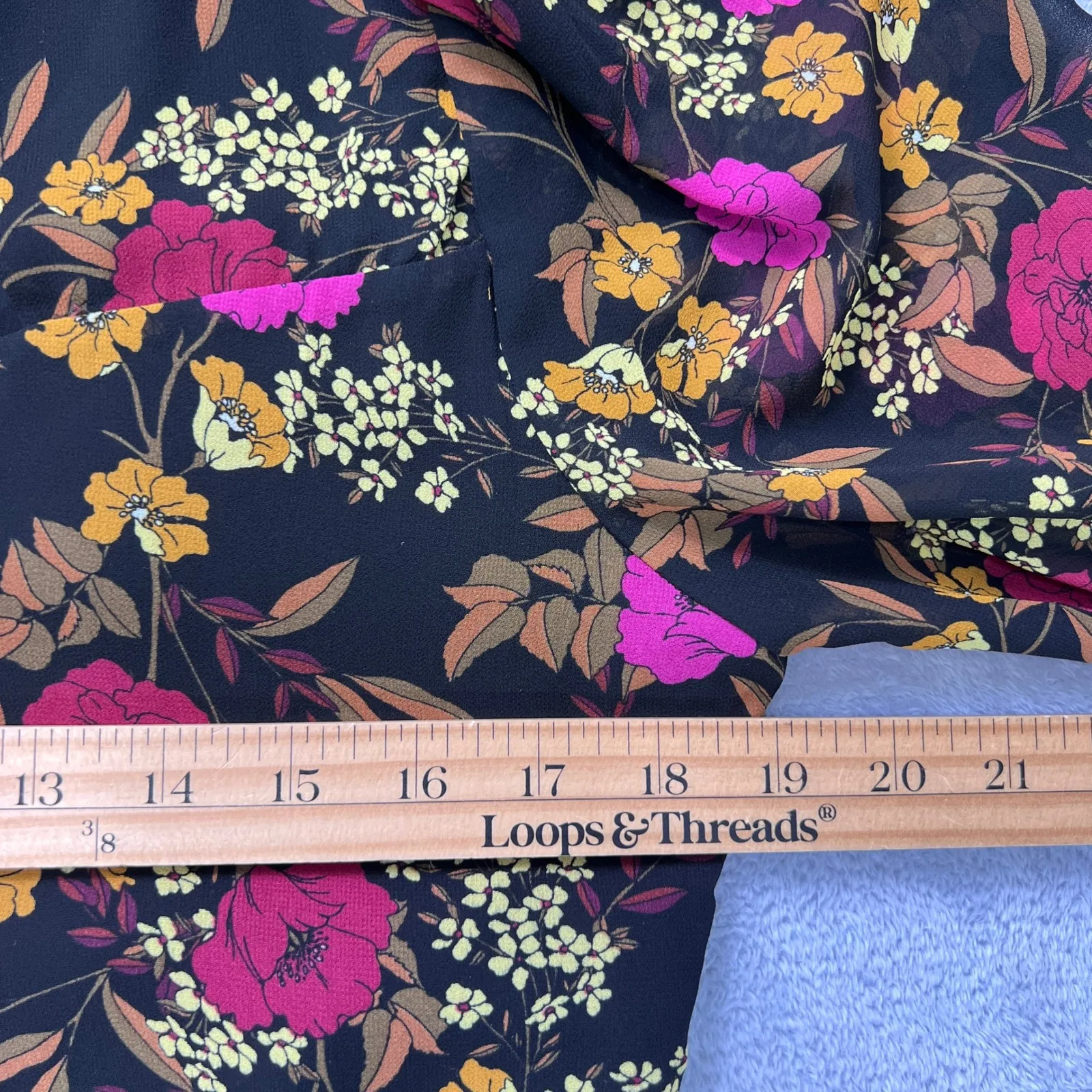 ASTR‎ The Label Floral Blouse XL Brown Pink Long Sleeve Open Back Top Boho Chic Black - Image 7