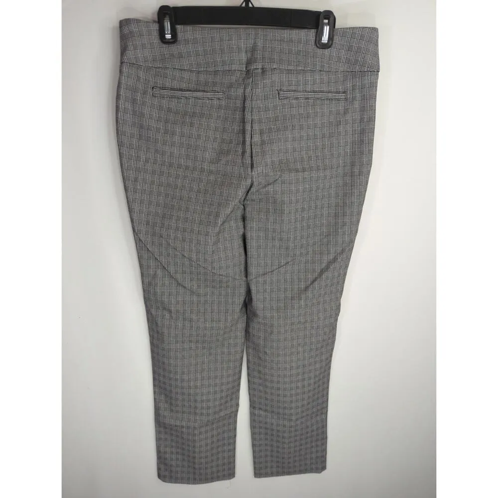 Hilary Radley Women's Plaid Elastic Waist Straight Leg Pull On Pants Black White - Image 5