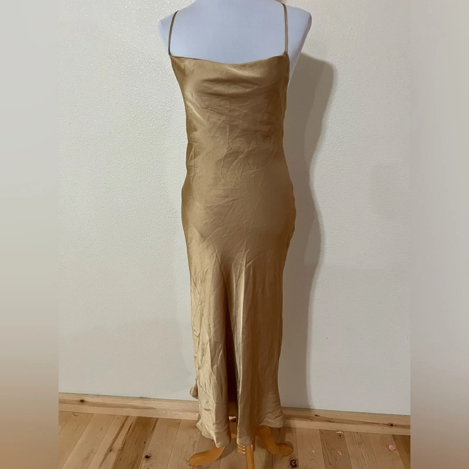Show Me Your Mumu SMYM Verona satin midi dress in true gold NEW SMALL - Image 4