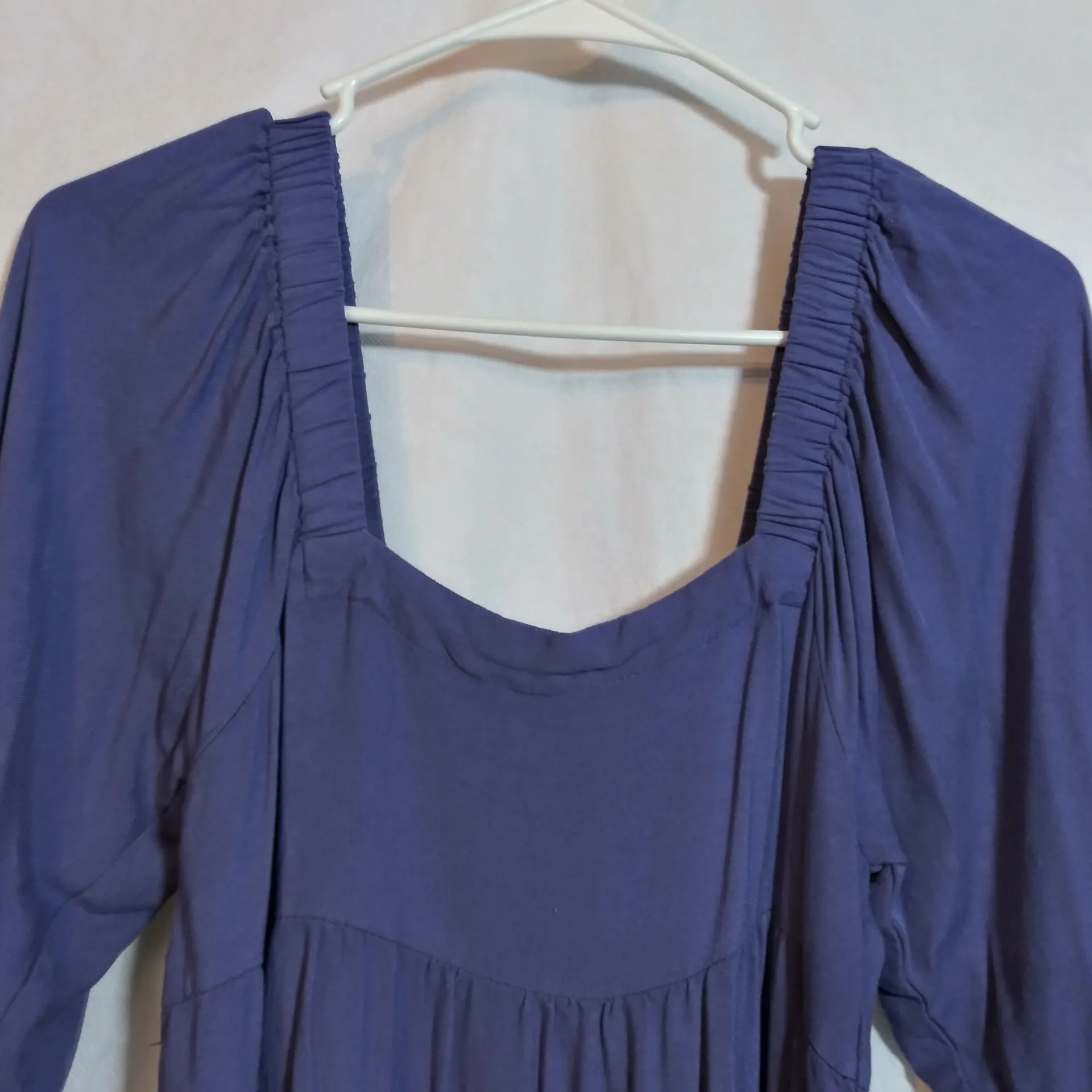 Hunter & Brown Square Neck Puff Sleeve Lightweight Tiered Babydoll Dress Size M Blue Size M - Image 3