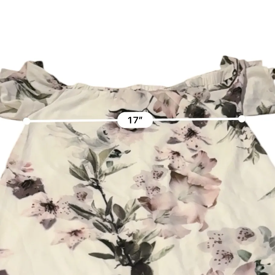 Lulus Dream of You Ivory Floral Print Off-the-Shoulder Shift Mini Dress Sz S NEW - Image 8