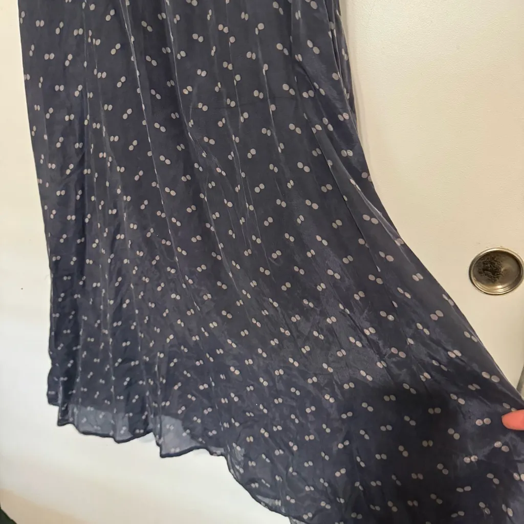 Amour Vert Cupro Navy Polka Dot Maxi Tank Dress - Image 3