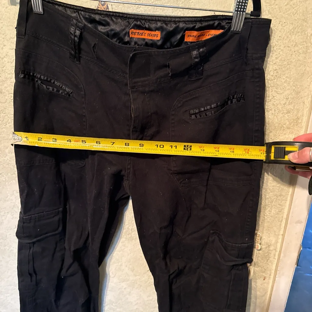 Vintage denim Black Cargo Pants with Drawstring Hem Size 10 - Image 6