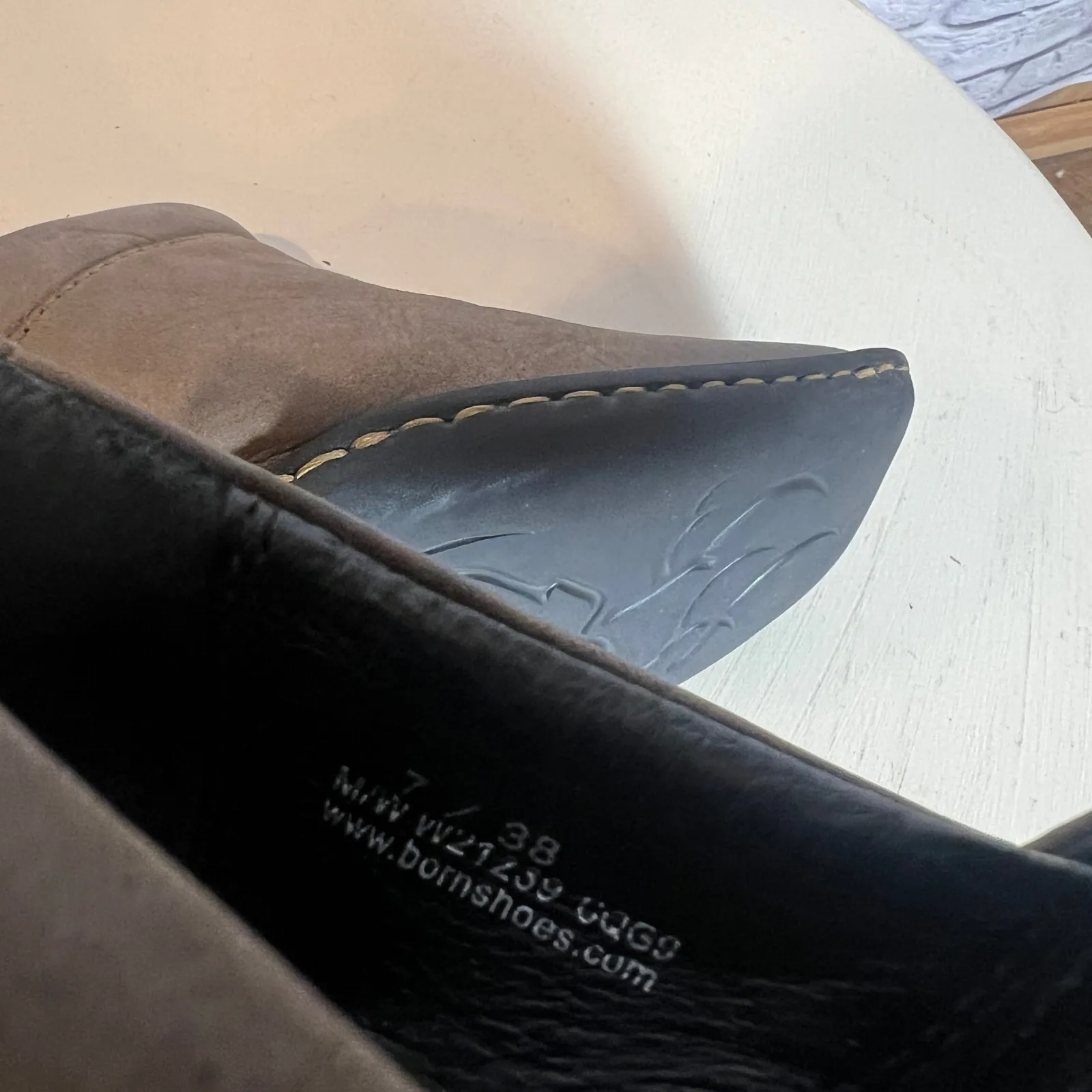 Born Brown Leather Slip On Mule Clog Shoes Women's 7 - Image 8