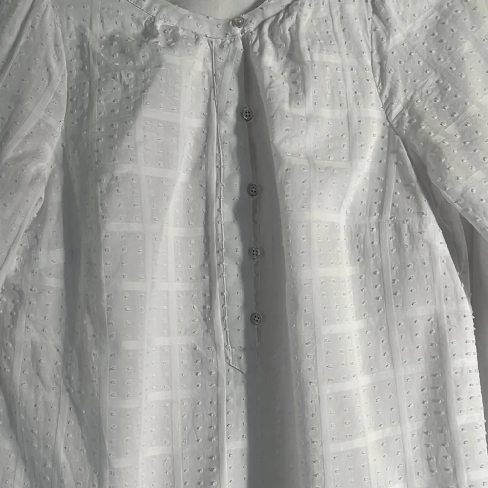 Talbots White Puff Sleeve Blouse with Peter Pan Collar - Image 5