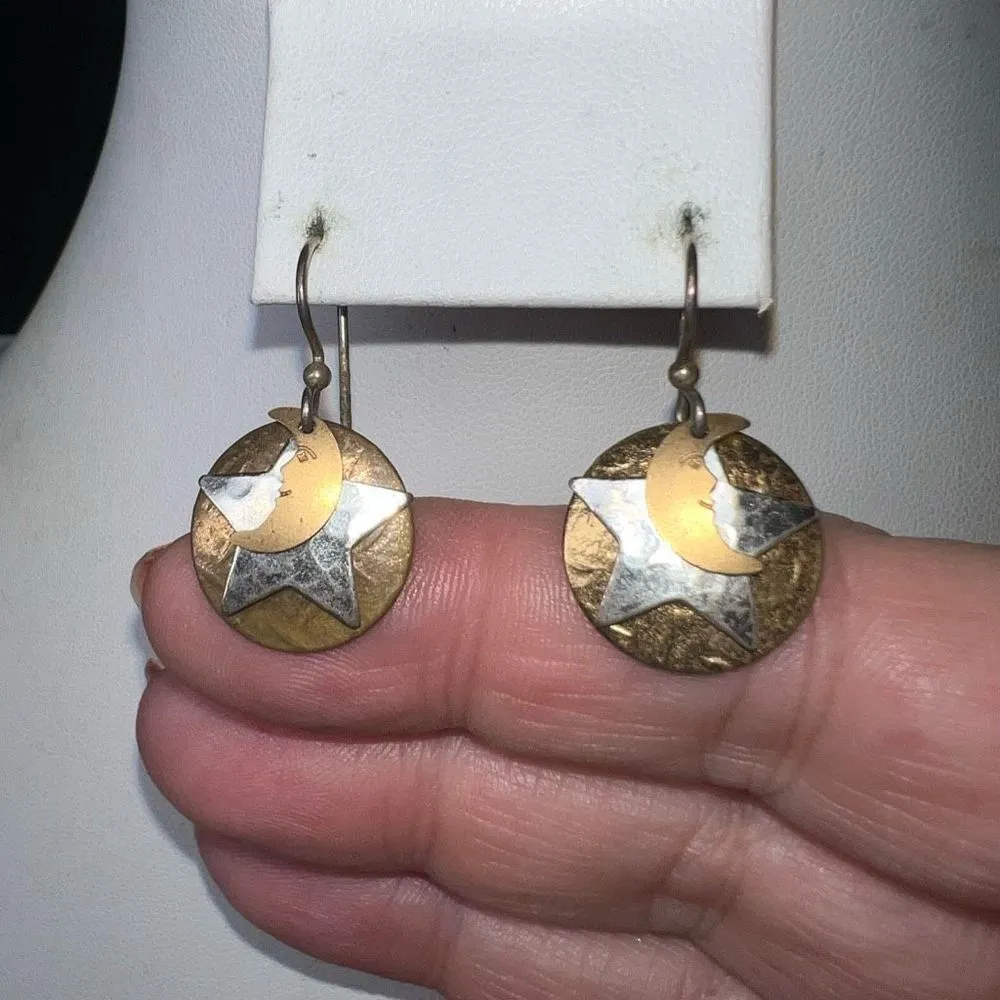 Petite Mystic Star‎ and Crescent Moon Earrings Gold - Image 3