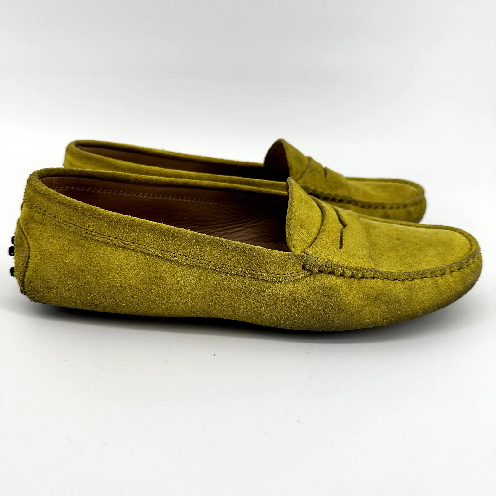 Tod's Gommino Bubble Suede Loafers Slip On Casual Comfort Yellow EU 38.5 US 8 - Image 3