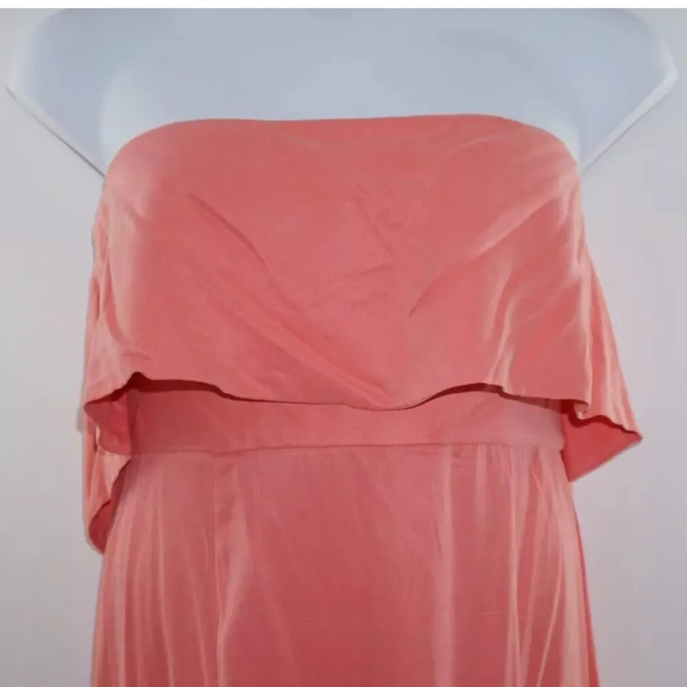 Lovers + Friends Anzen Gown XL Strawberry Ice Strapless Flounce Leg Slit New - Image 4