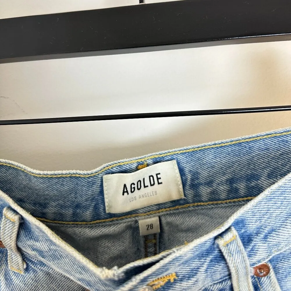 AGOLDE Parker Distressed Denim Shorts in Wash Swapmeet Size US 28 - Image 5