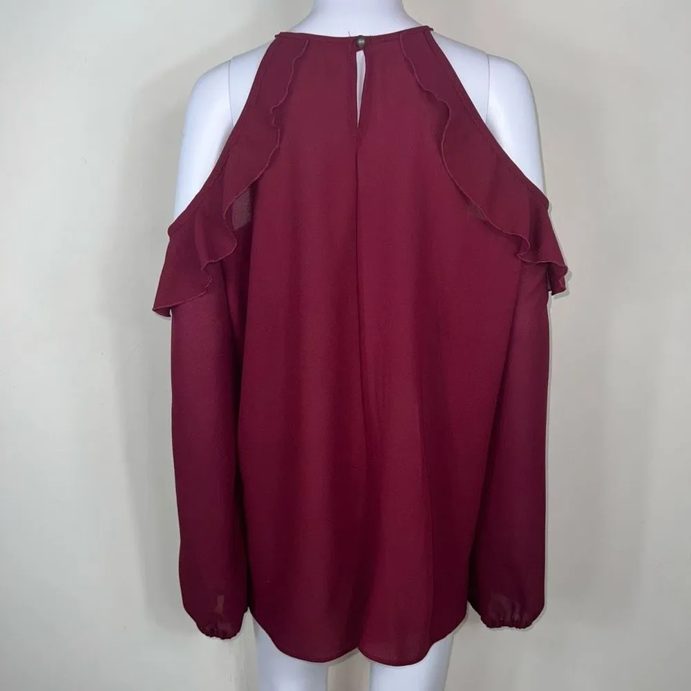 Haptics Cold Shoulder Long Sleeve‎ Blouse Red Size 3X - Image 5
