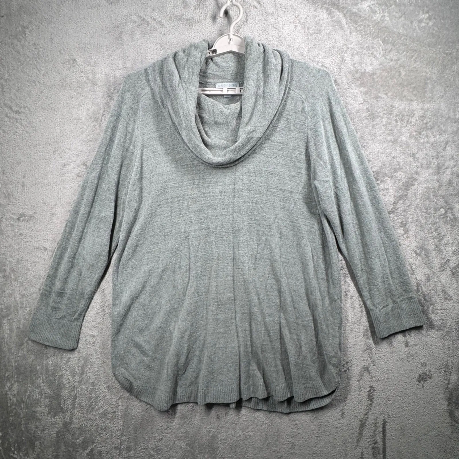 Barefoot Dreams Sweater CozyChic Ultra Lite Cowl Neck 1X Green Plush Loungewear - Image 2