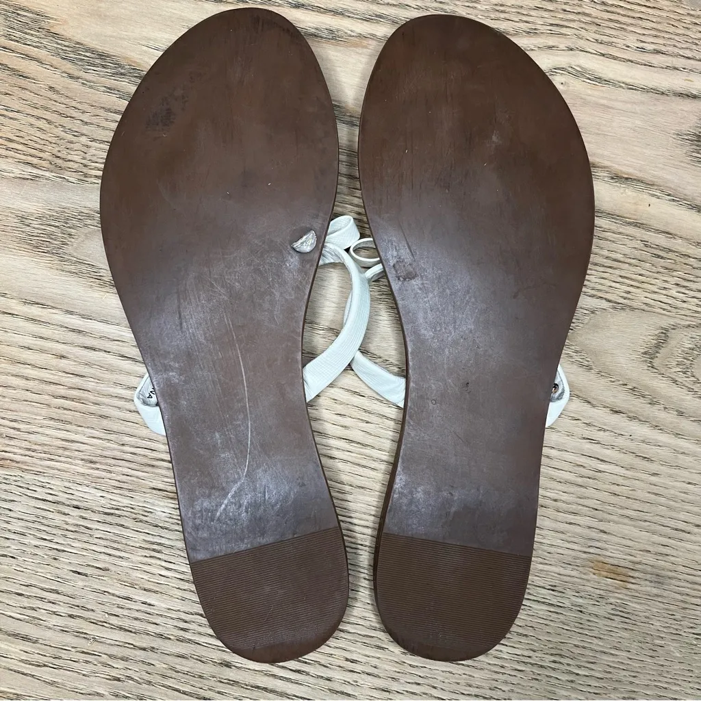 Tory Burch Leighanne Bow Sandals Saffiano Leather Cream Ivory Women’s Size 8 - Image 4