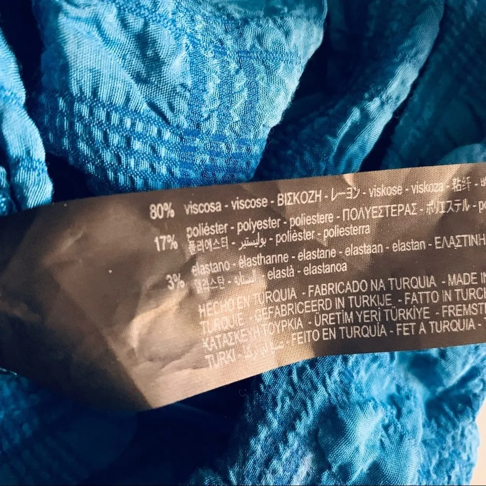 Zara Bright Blue Ruched  Bodycon Midi Dress  Bloggers Favorite Size S - Image 8