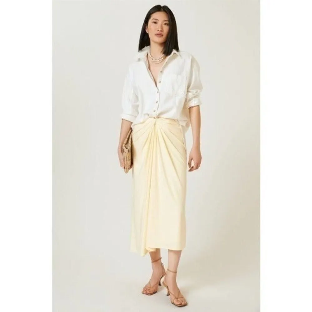 ANTHROPOLOGIE Significant Other Draped Yellow Midi Skirt Size 8 NEW Shower - Image 2