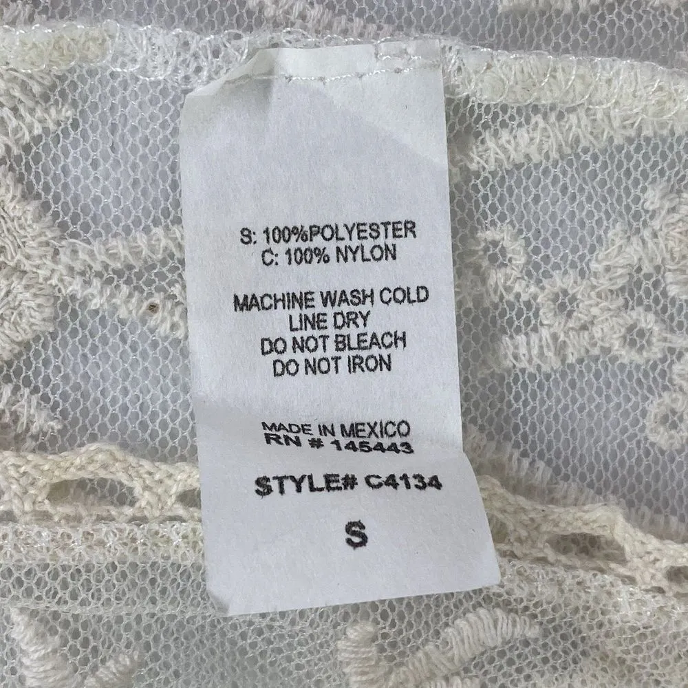 Haute Society coverup Womens S Beige Lace Sheer Open Drape‎ Top mesh - flaw - Image 4