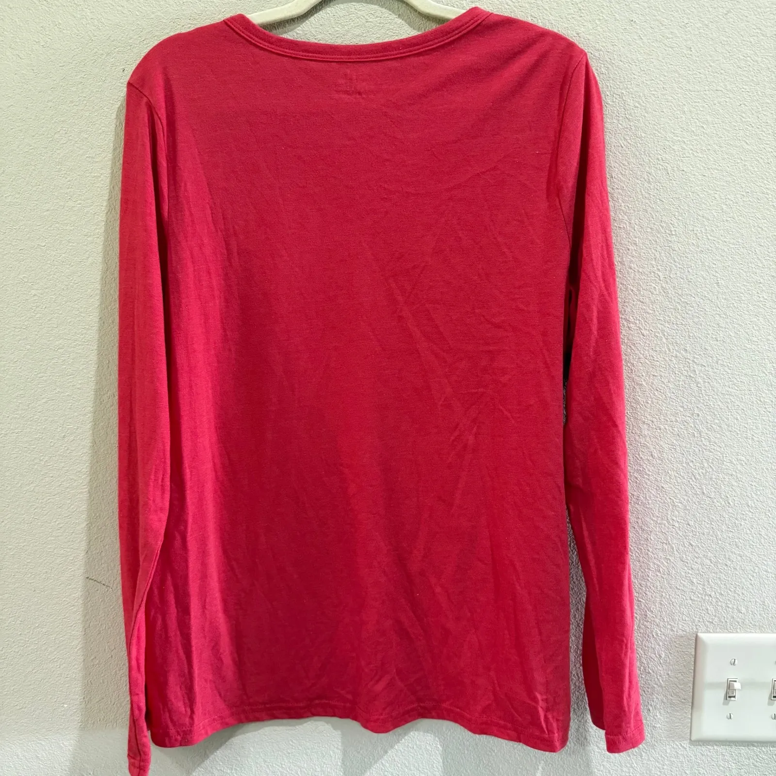 Time and Tru Womens XL Long Sleeve Crew‎ Neck T Shirt Apple Juice HTR Top Red - Image 6