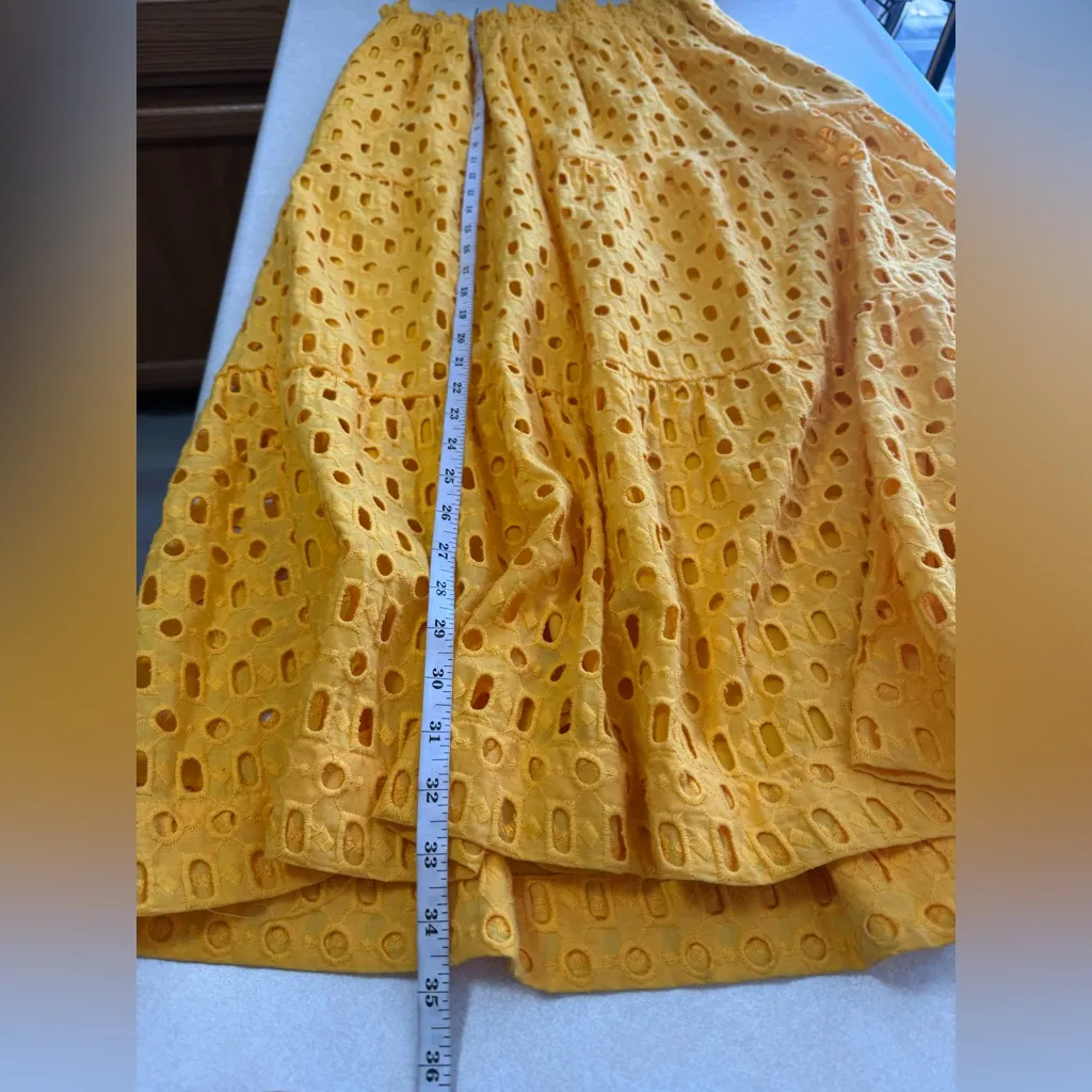 Anthropologie The Somerset Maxi Skirt Eyelet Eyelet Edition Lined Yellow Mango - Image 12
