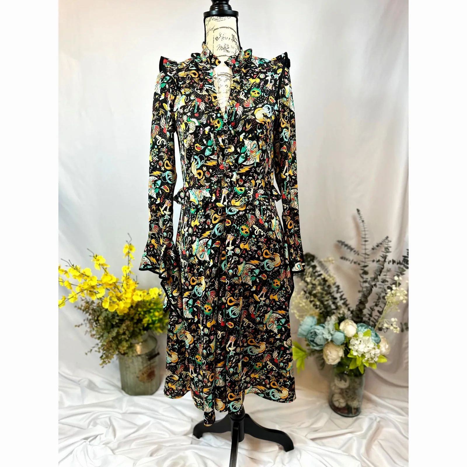 Zadig & Voltaire Rosier Circus Print Dress Midi Multi XS - Image 6