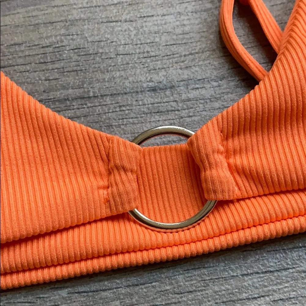Zaful orange ribbed bikini top - Image 2