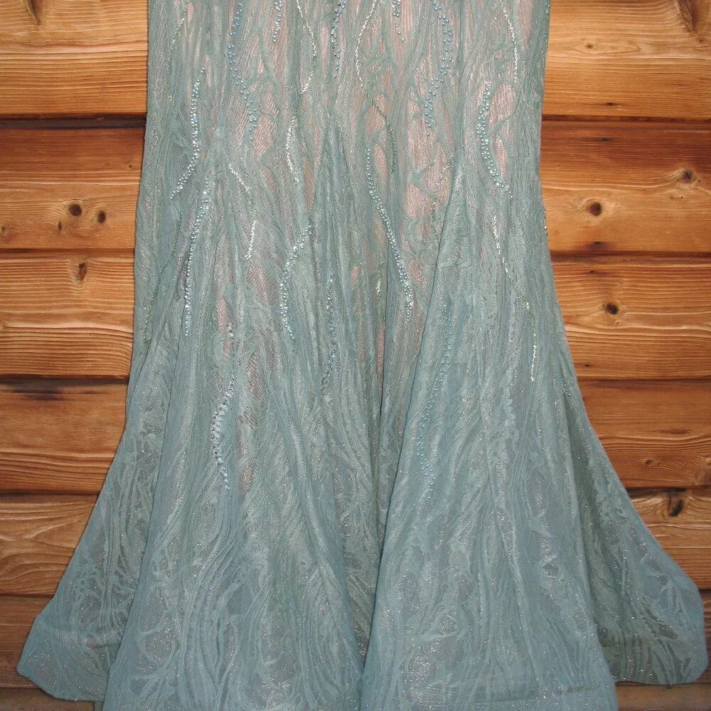 Mac Duggal 79291 Womens BEADED ILLUSION LONG SLEEVE PLUNGE NECK GOWN - Image 9