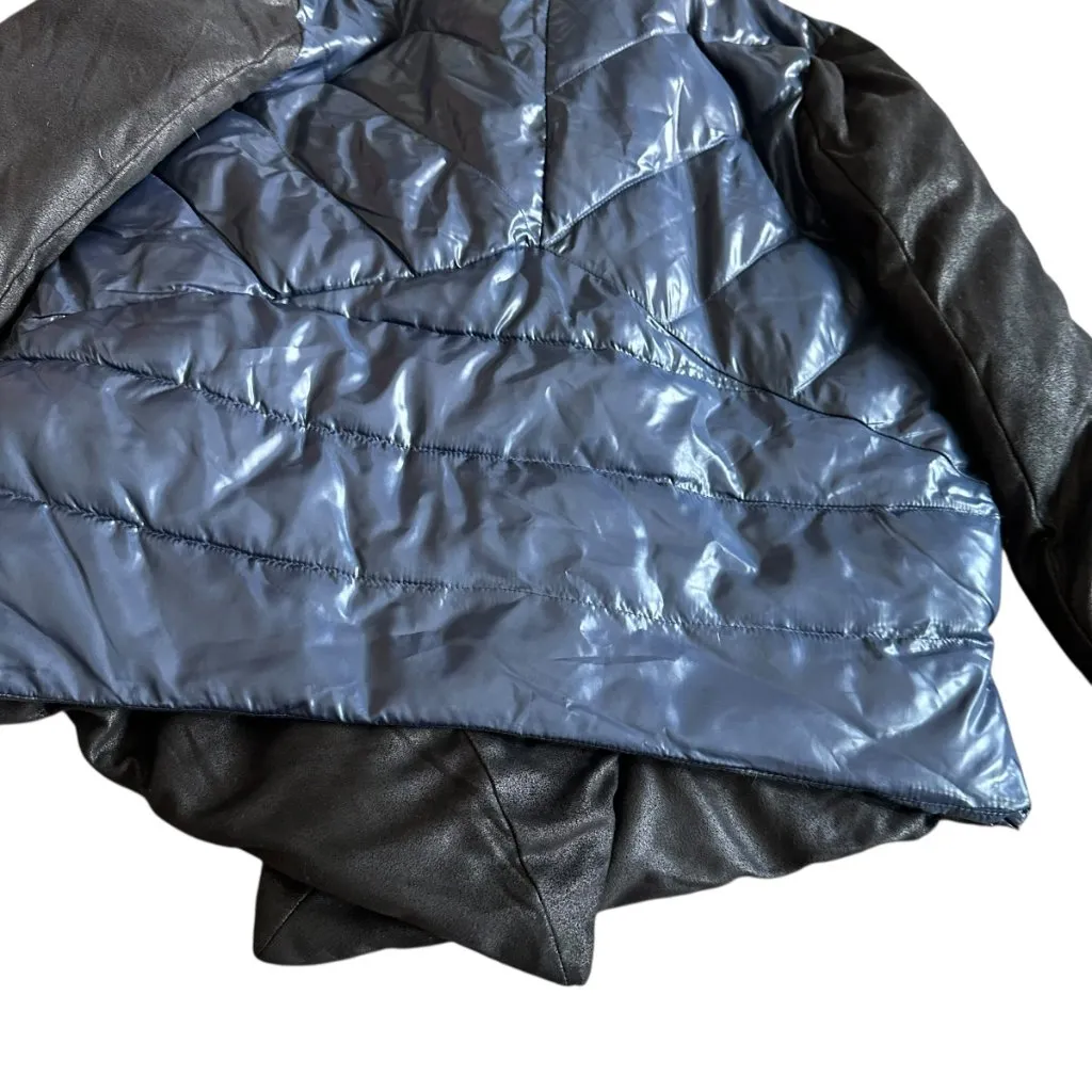 BB Dakota Steve Madden Cecile Puffer Coat Jacket Colorblock Blue Black Med NWOT - Image 12