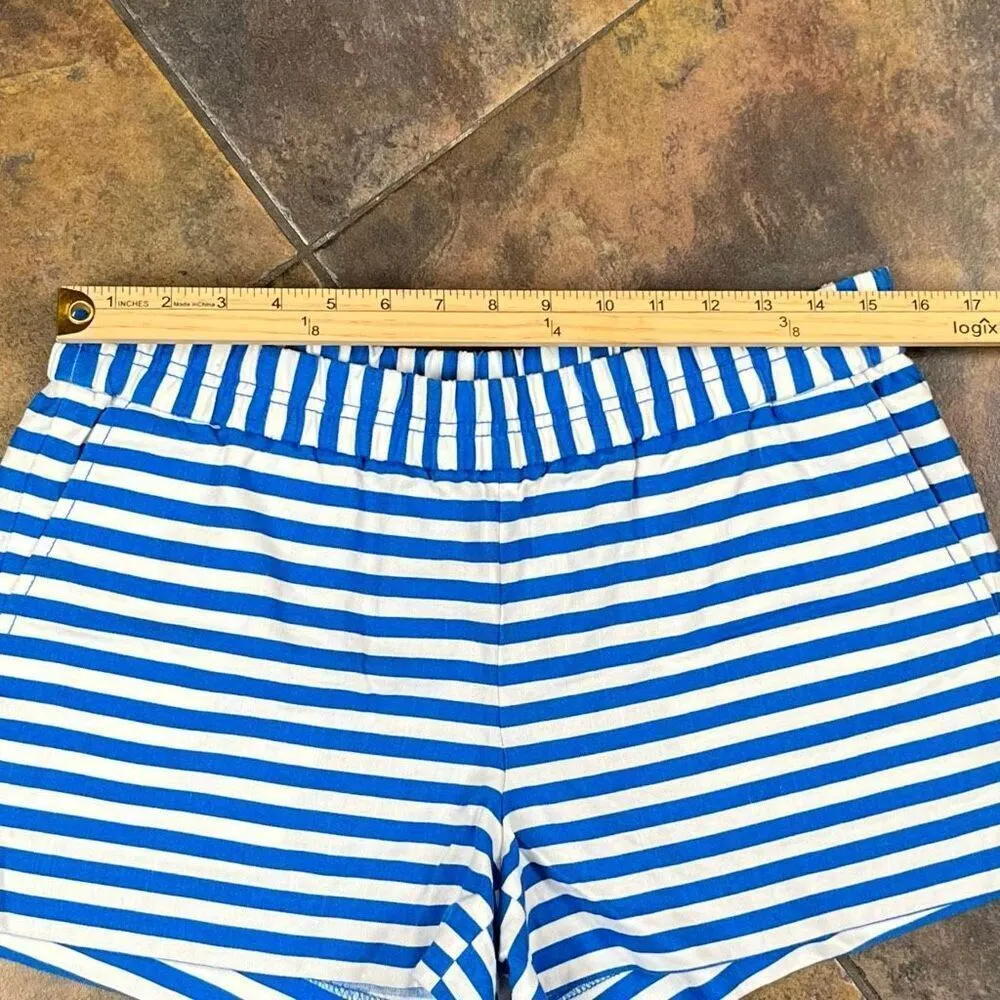 J. CREW Blue White Striped Pull-on Linen Blend  Shorts 8 - Image 4