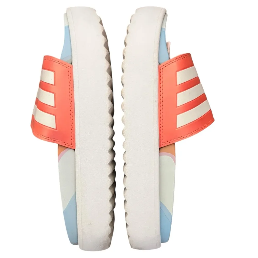 Adidas Adilette Platform Orange and White Slides - Image 4