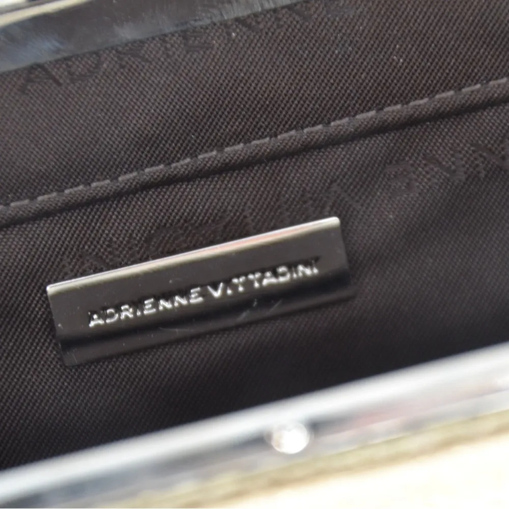 Adrienne Vittadini Snakeskin Gold Leather Clutch Chain Frame Shoulder Bag - Image 6