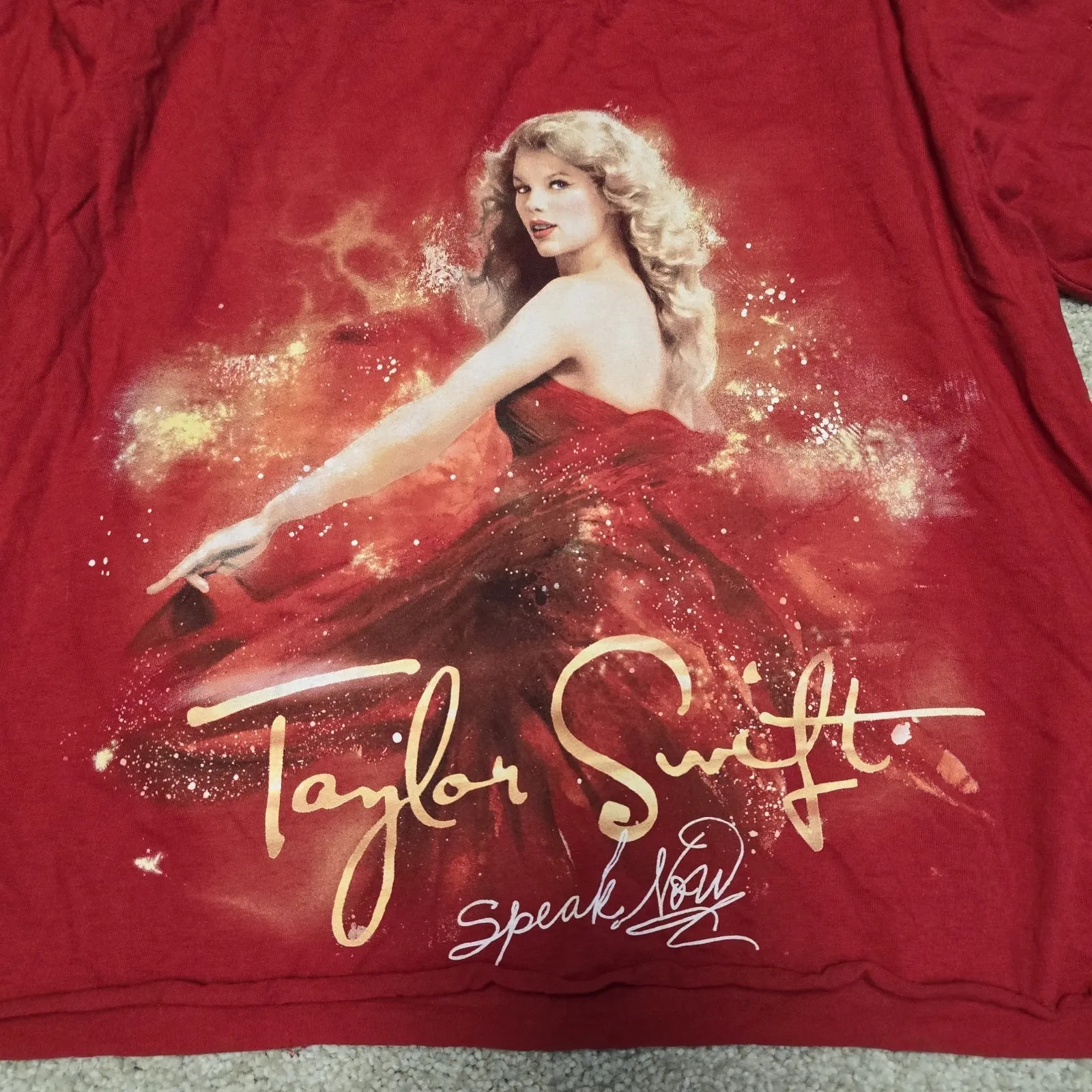 Taylor Swift Y2K Red Speak Now Concert Teeshirt Size S Swiftie‎ Altered - Image 3