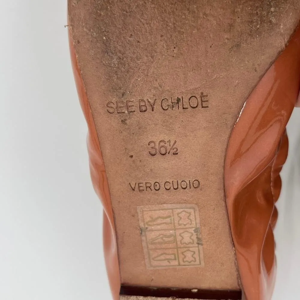 See by Chloe Y2K Pattent Leather Ballet Flats Sz 6.5 Bow Zipper Glam Coquette - Image 10