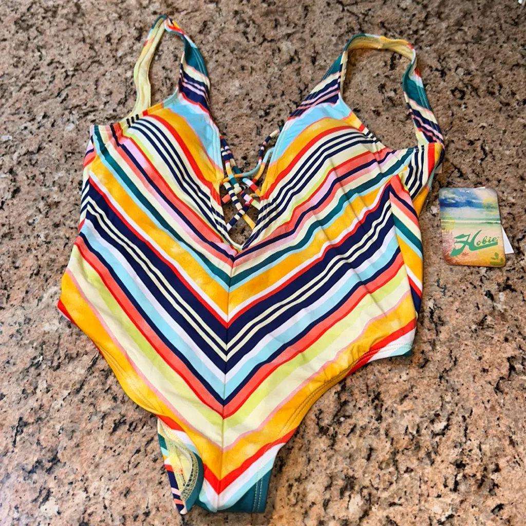 NWT Hobie Striped One Piece swimsuit - Image 4