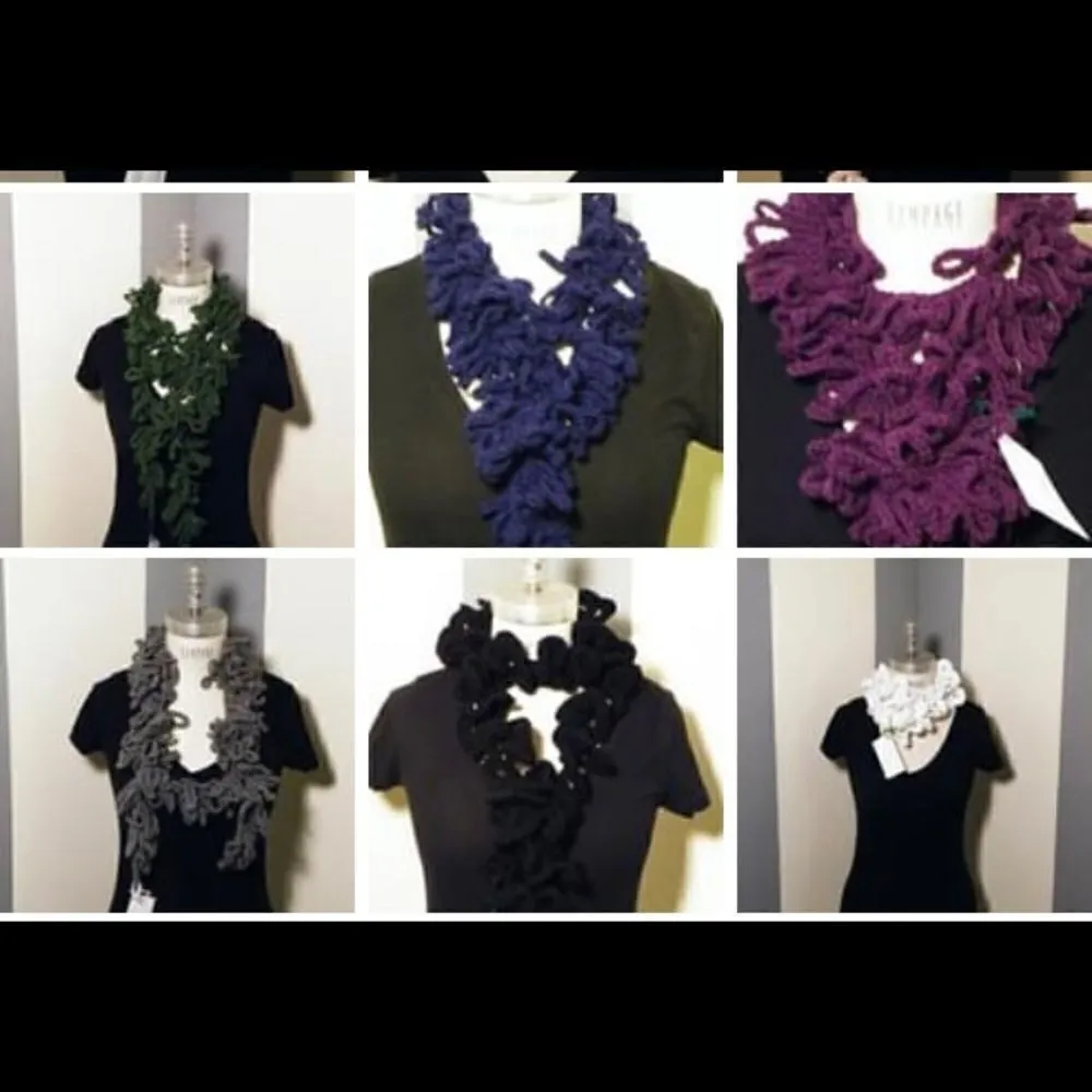 Angelas Designs NWT hand crocheted black Boa scarf loopy fun versatile styling - Image 4