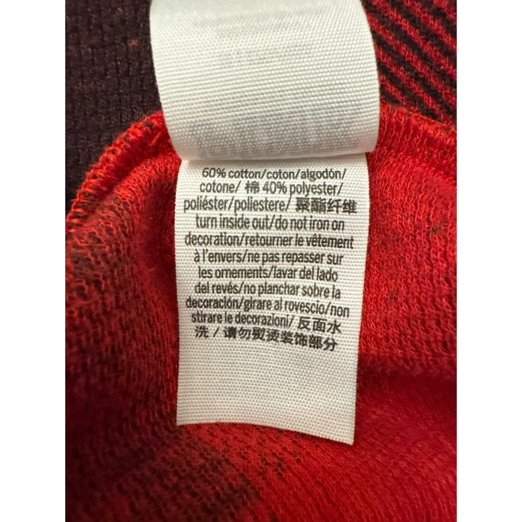 PINK Victorias Secret Red Black Plaid Long Sleeve Romper Medium One-Piece Pajama - Image 6