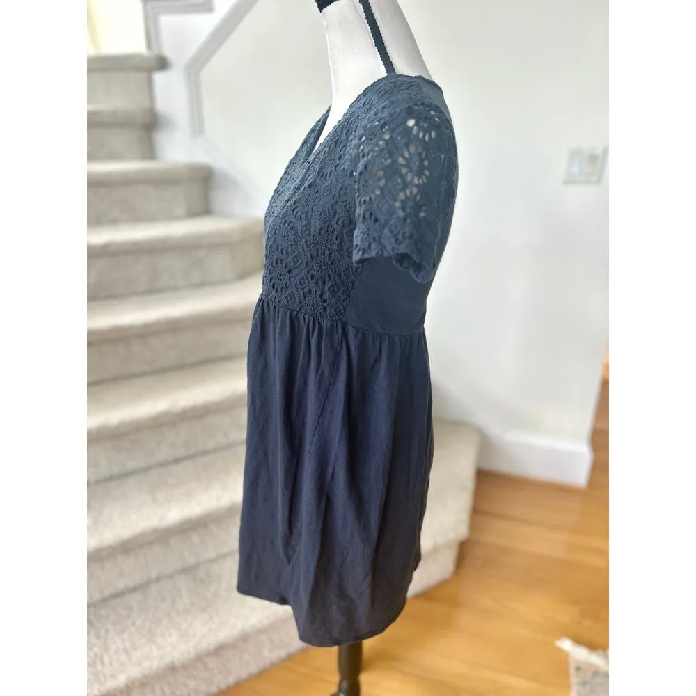 Seraphine Navy Eyelet Zip Chest Nursing Maternity Short Sleeve Sun Dress Blue Size undefined - Image 2