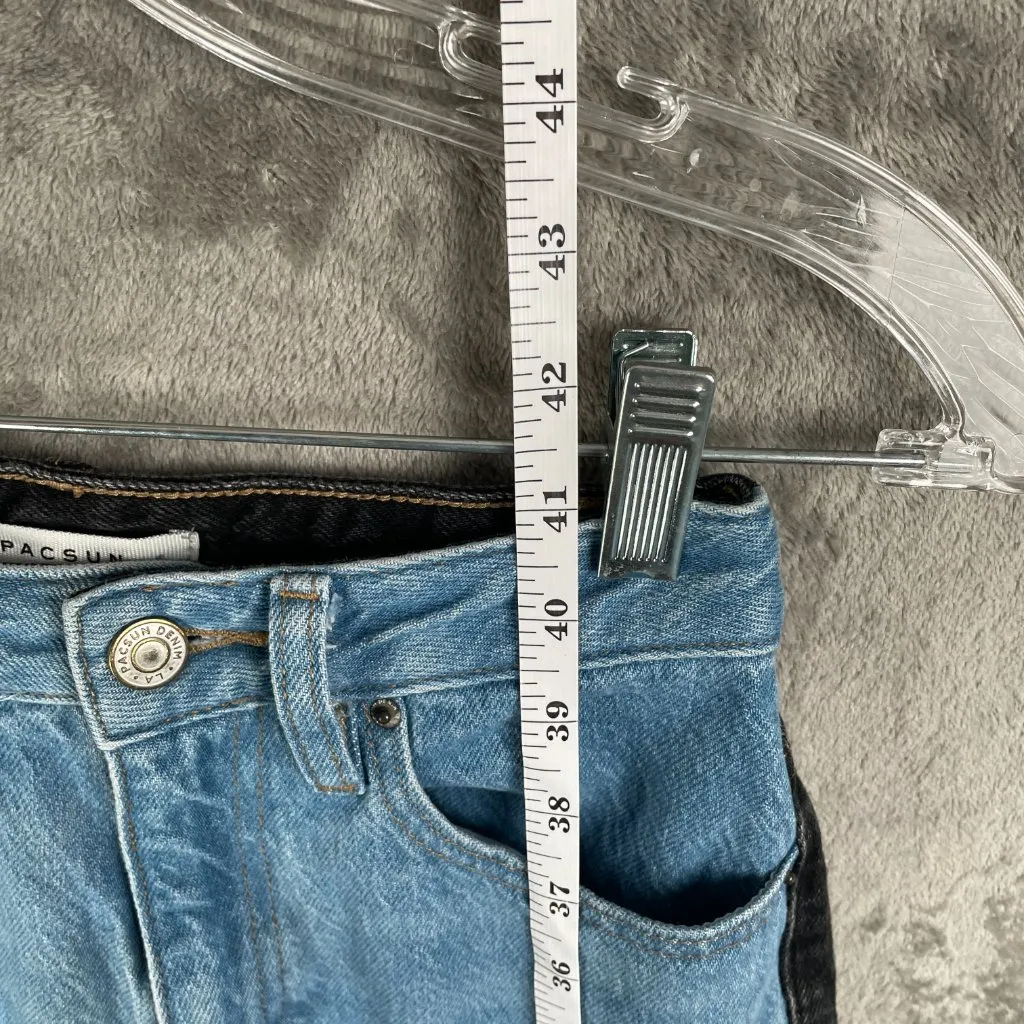 PacSun 90’s Boyfriend Jeans Women’s Size 24 Two-Tone Split Black Blue Denim Y2K - Image 6