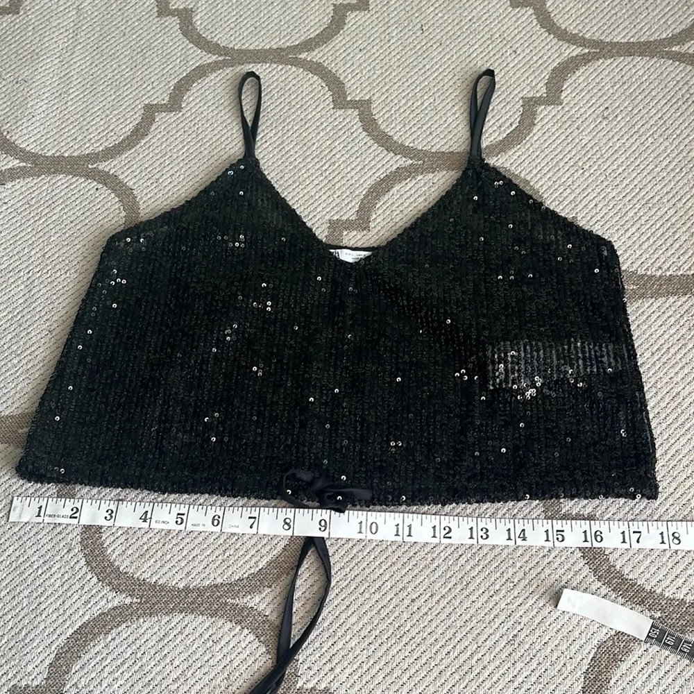 Zara black sequins tie waist spaghetti straps cropped top - Image 9