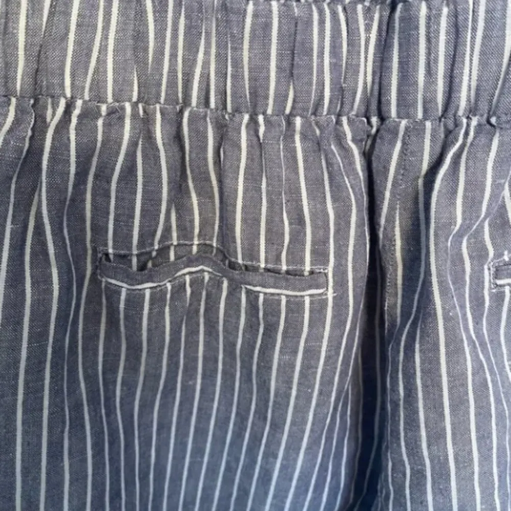 KATE Spade New York Broome Street Linen Blue White Stripe Romper‎ Size XS - Image 3