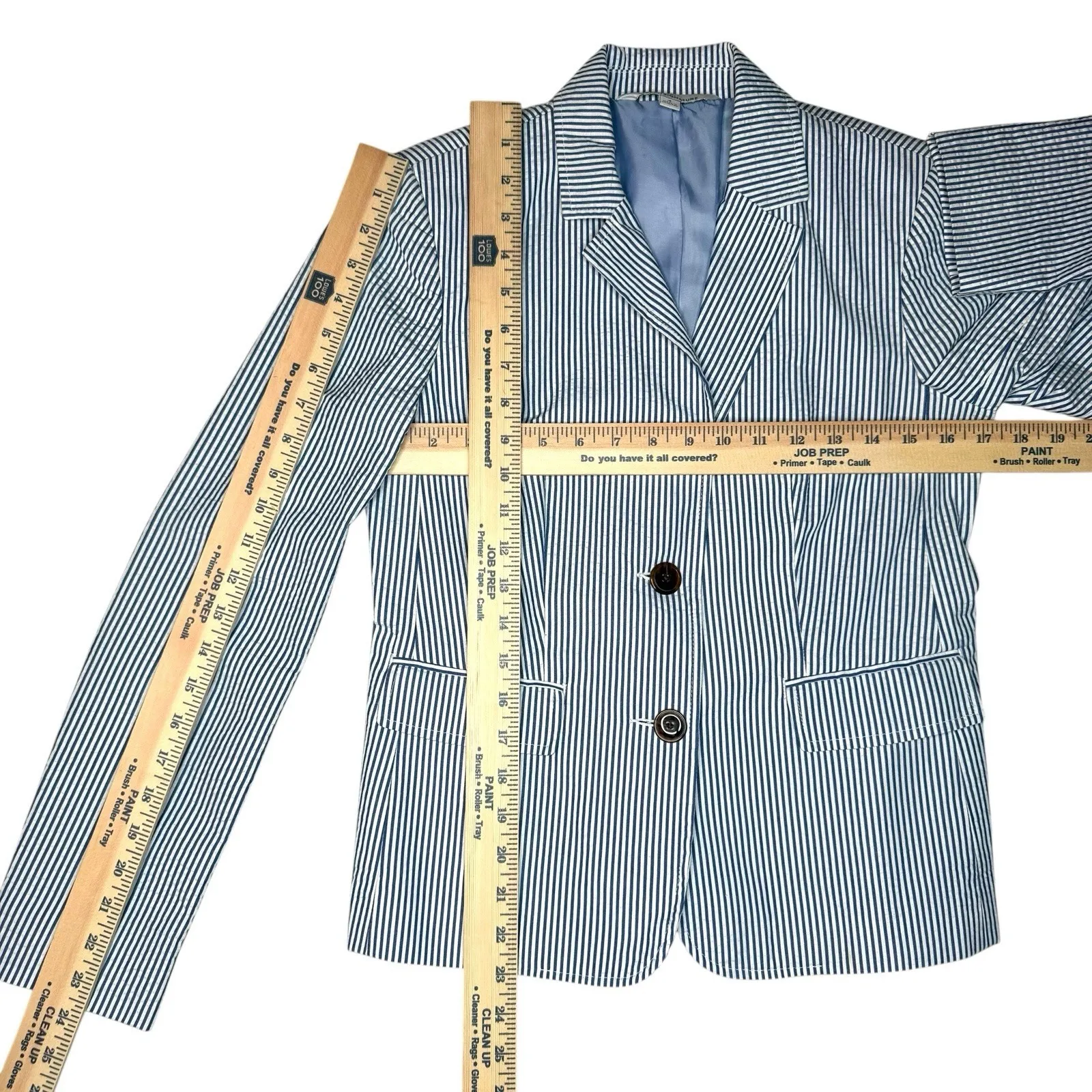 NWOT LL Bean Signature Blazer Pants Suit S Blue Striped Seersucker Jacket Career Size 6 - Image 12