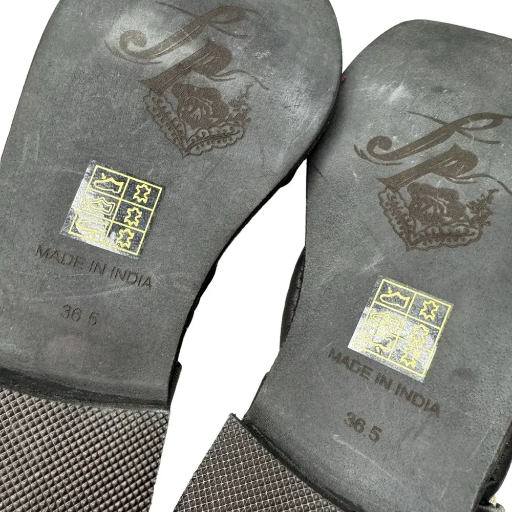 Free People Leather Wrap Sandal in Black and Cream 36.5 US 6.5 - Image 9