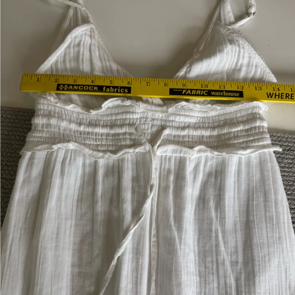 Roxy White Cotton Gauze Tassel Tie Waist Backless Sundress Coverup Dress Sz XS - Image 13