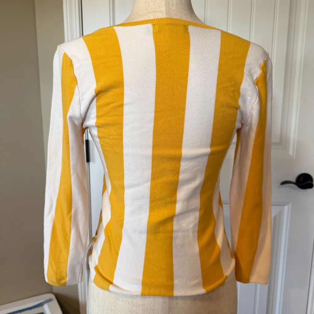 7th Avenue New York & Company Yellow and White Striped Top Size XS - Image 2