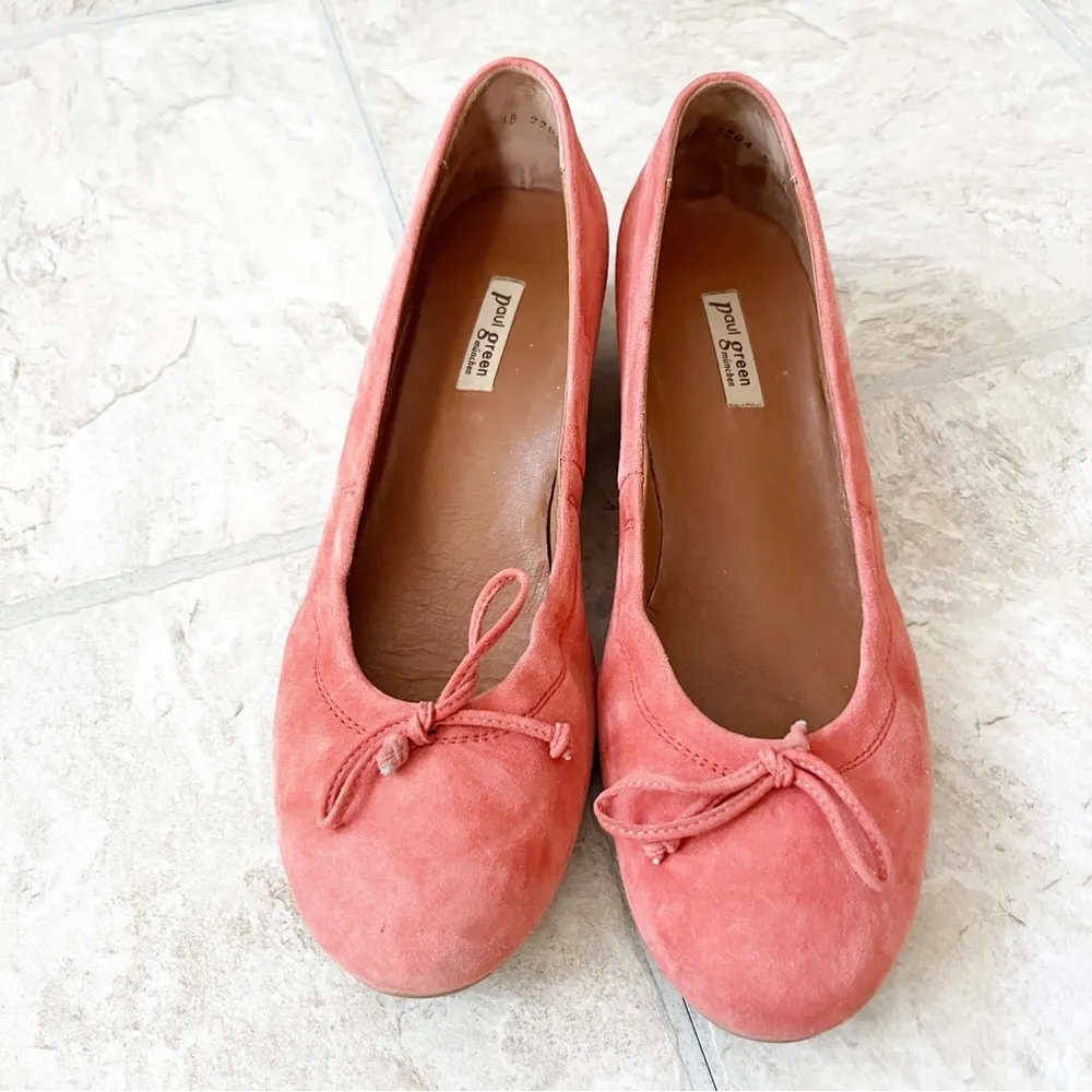 PAUL GREEN Munchen Coral Orange Pink Suede Wedge Sandals Shoes Size US Women’s 7 - Image 10