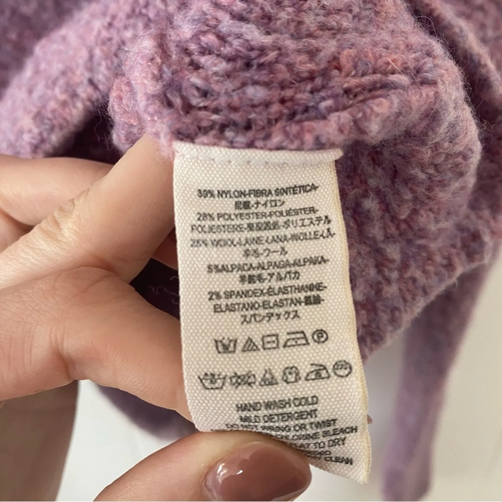 Free People  Stormy Pullover Turtleneck Sweater Lavender Size Medium Gently Used - Image 5