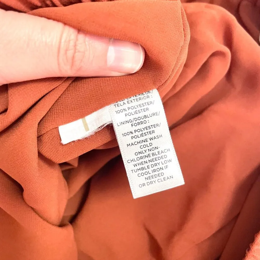 LOFT Rust Orange Embroidered Drawstring Skirt Women’s Size M Boho Chic - Image 5